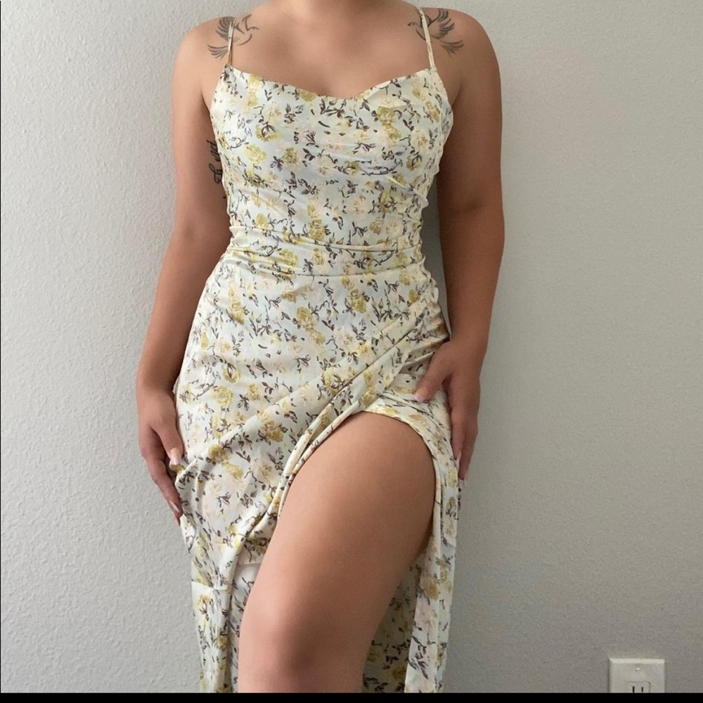 Silk floral print dress